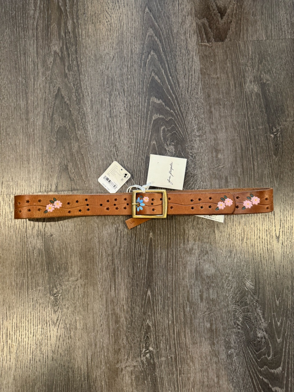 NWT Free People Eye Candy Leather Belt in Ground Clover Size Medium/Large - Picture 3 of 6